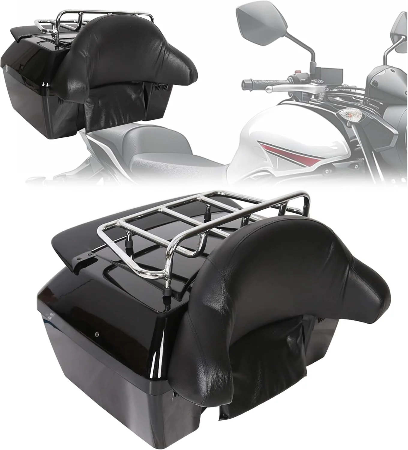KUAFU 50L Universal Motorcycle Trunk with Integrated Tail Light