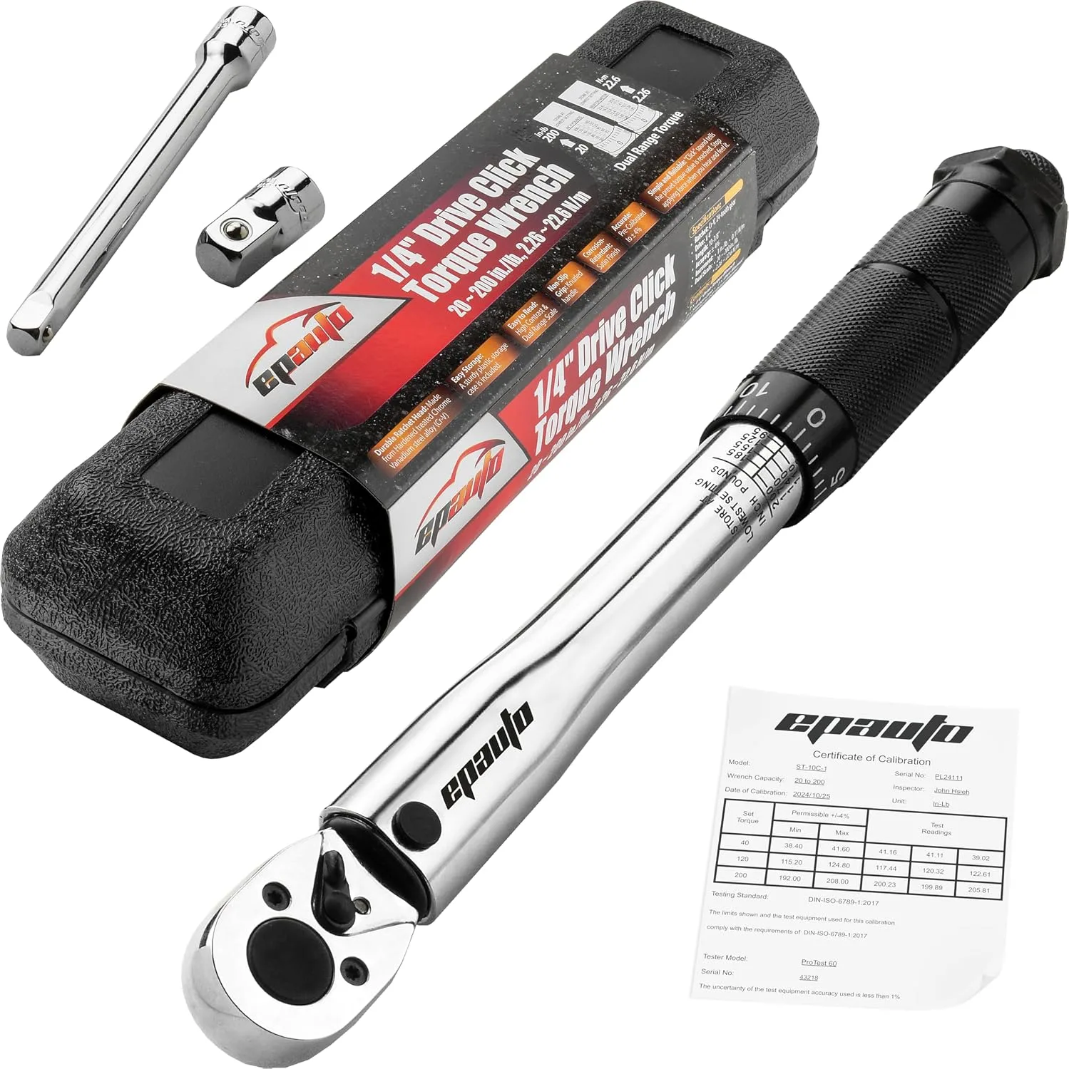 EPAuto 1/4 in Drive Click Torque Wrench, 20-200 in-lb