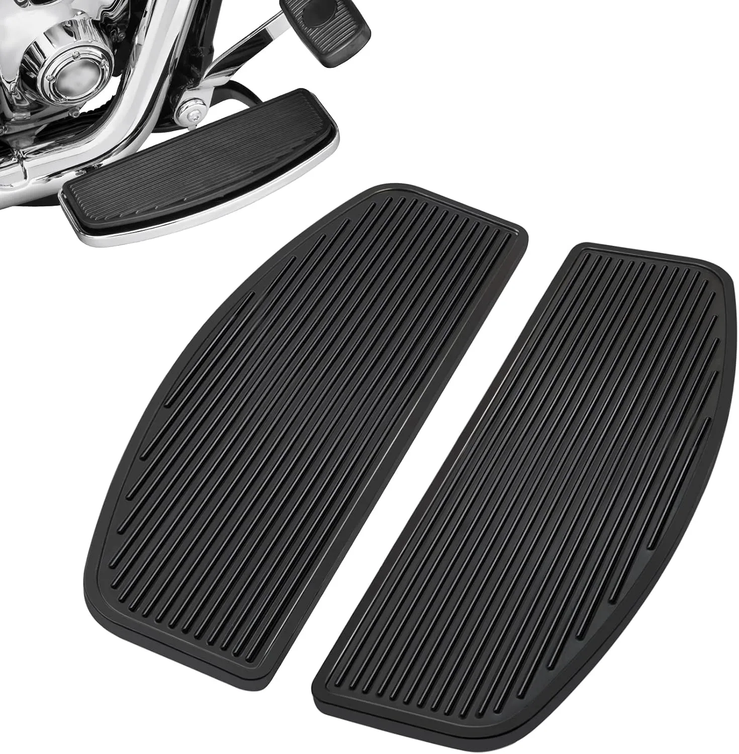 PBYMT Front Rider Floorboard Rubber Insert for Harley, Traditional Shape
