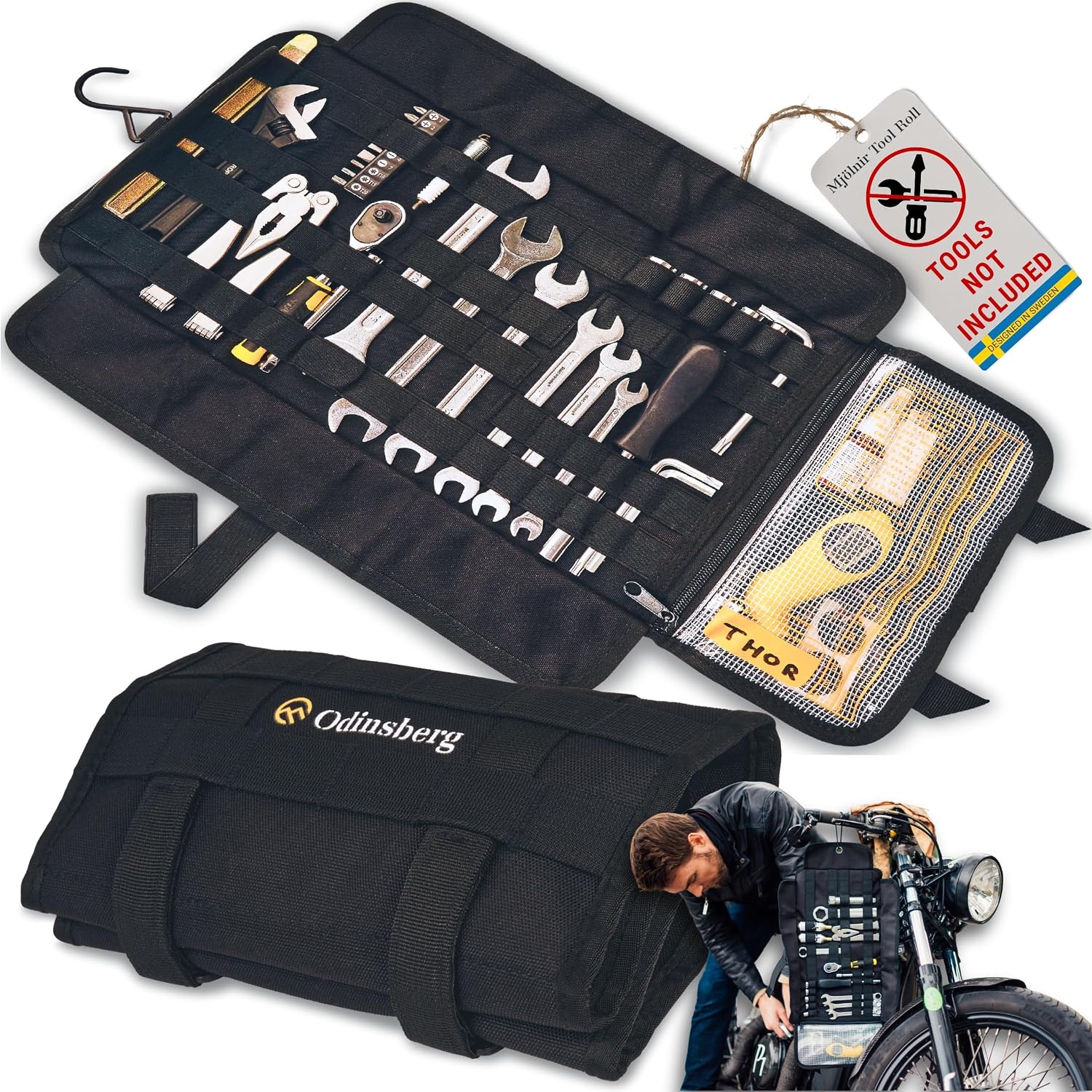 Odinsberg Motorcycle Tool Roll, Empty (No Tools Included)