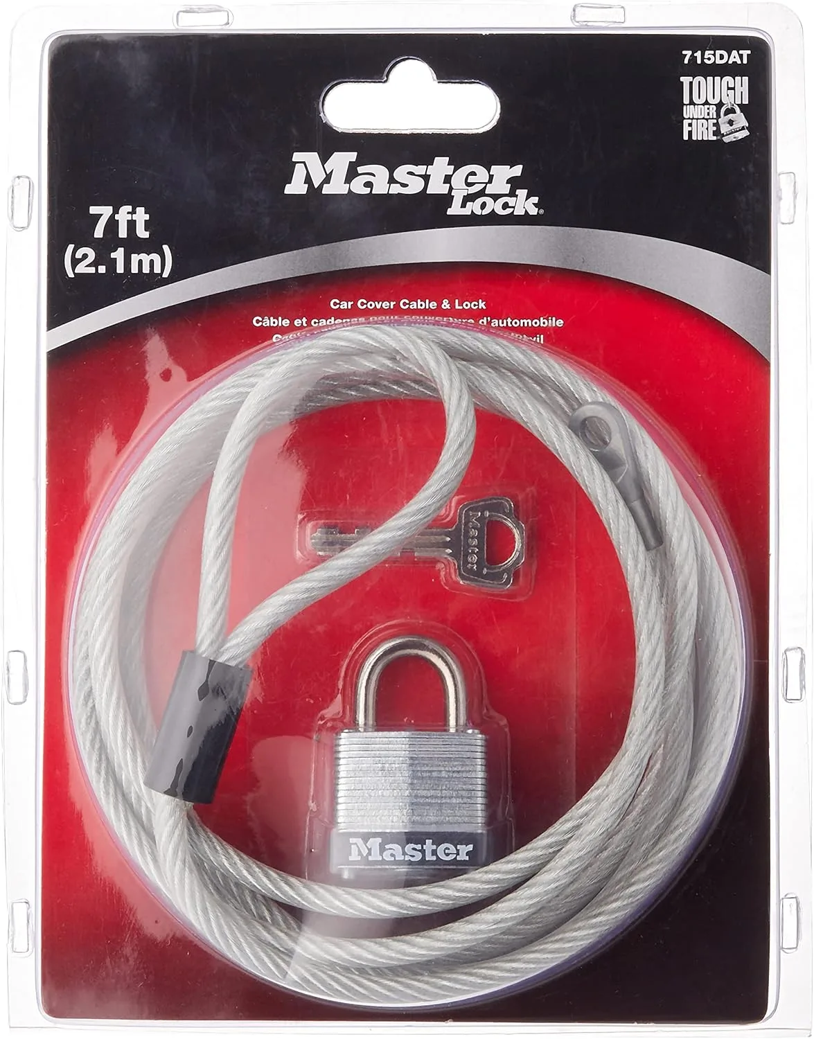 Master Lock 715DAT Cover Cable with Padlock, 7 ft
