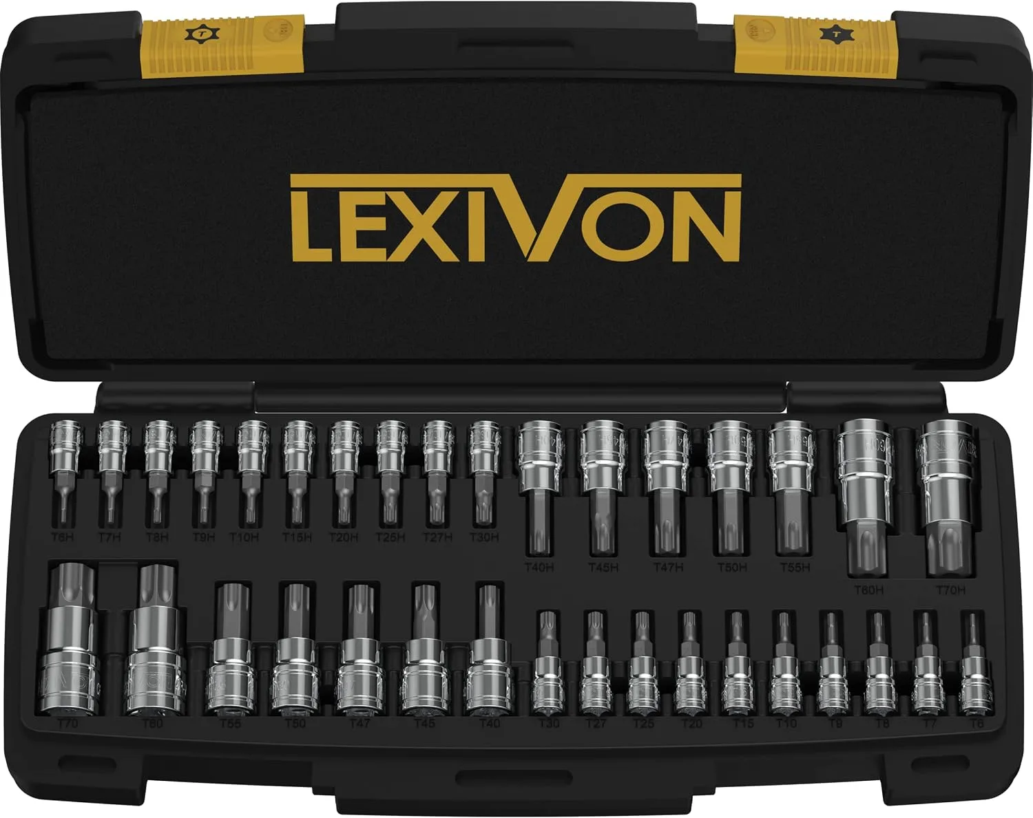 LEXIVON Master Torx Bit Socket Set, 34 Piece, T6 to T70