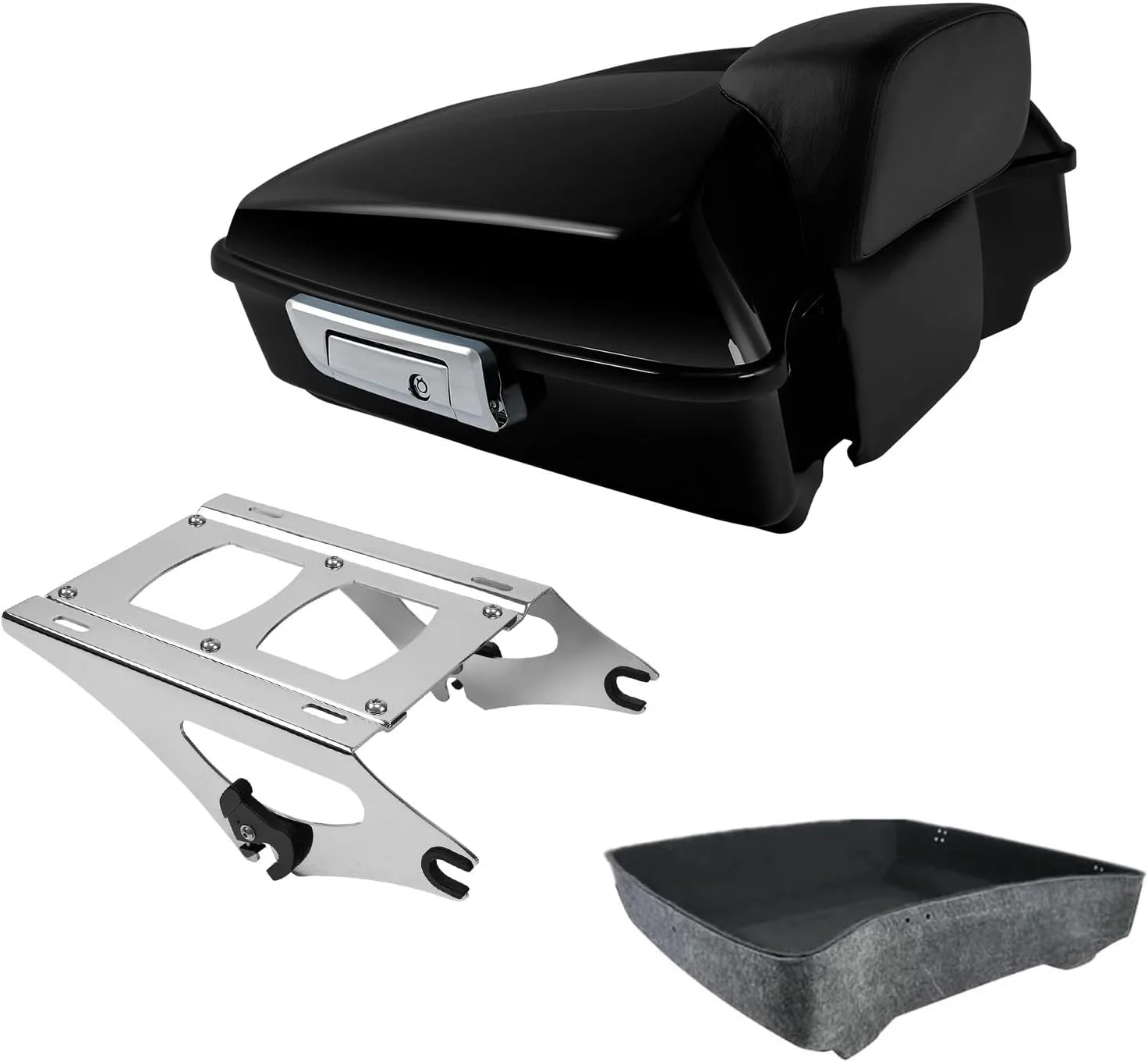 TCT-MOTORPARTS Chopped Tour Pack with Chrome Two-Up Rack