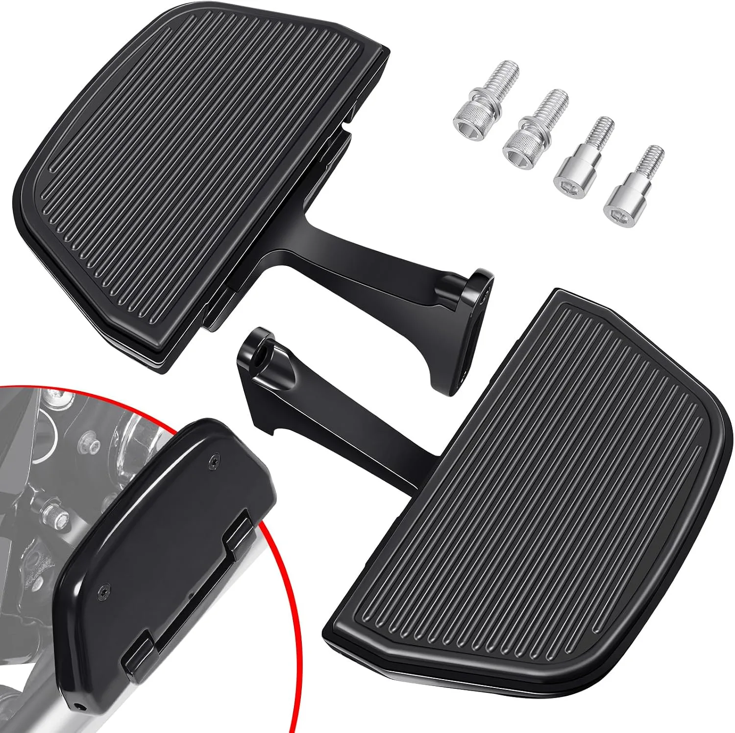 Benlari Stainless Steel Passenger Floorboards with Mount Kits, Touring 93-24