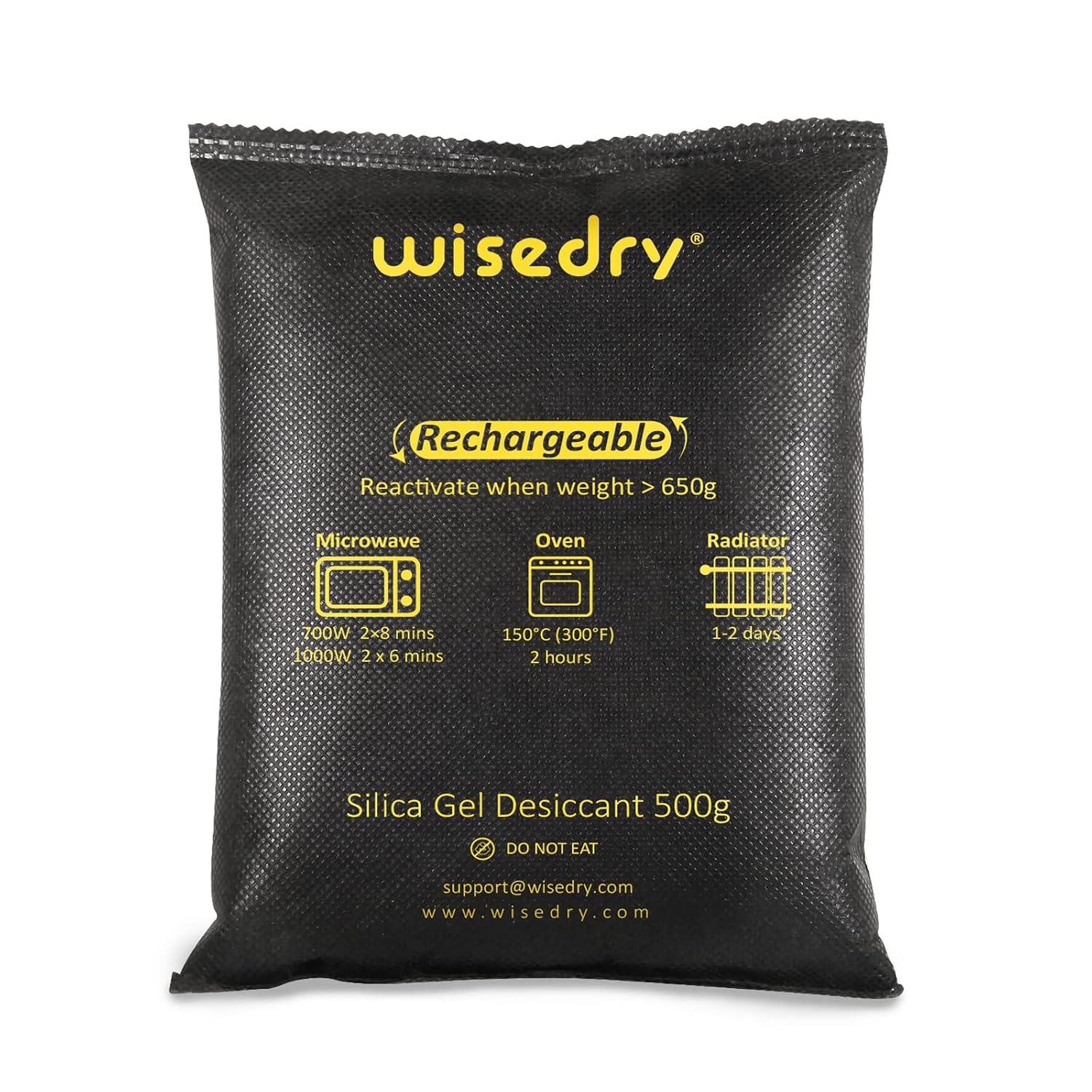 wisedry Rechargeable Silica Gel Dehumidifier, 4 x 500 g