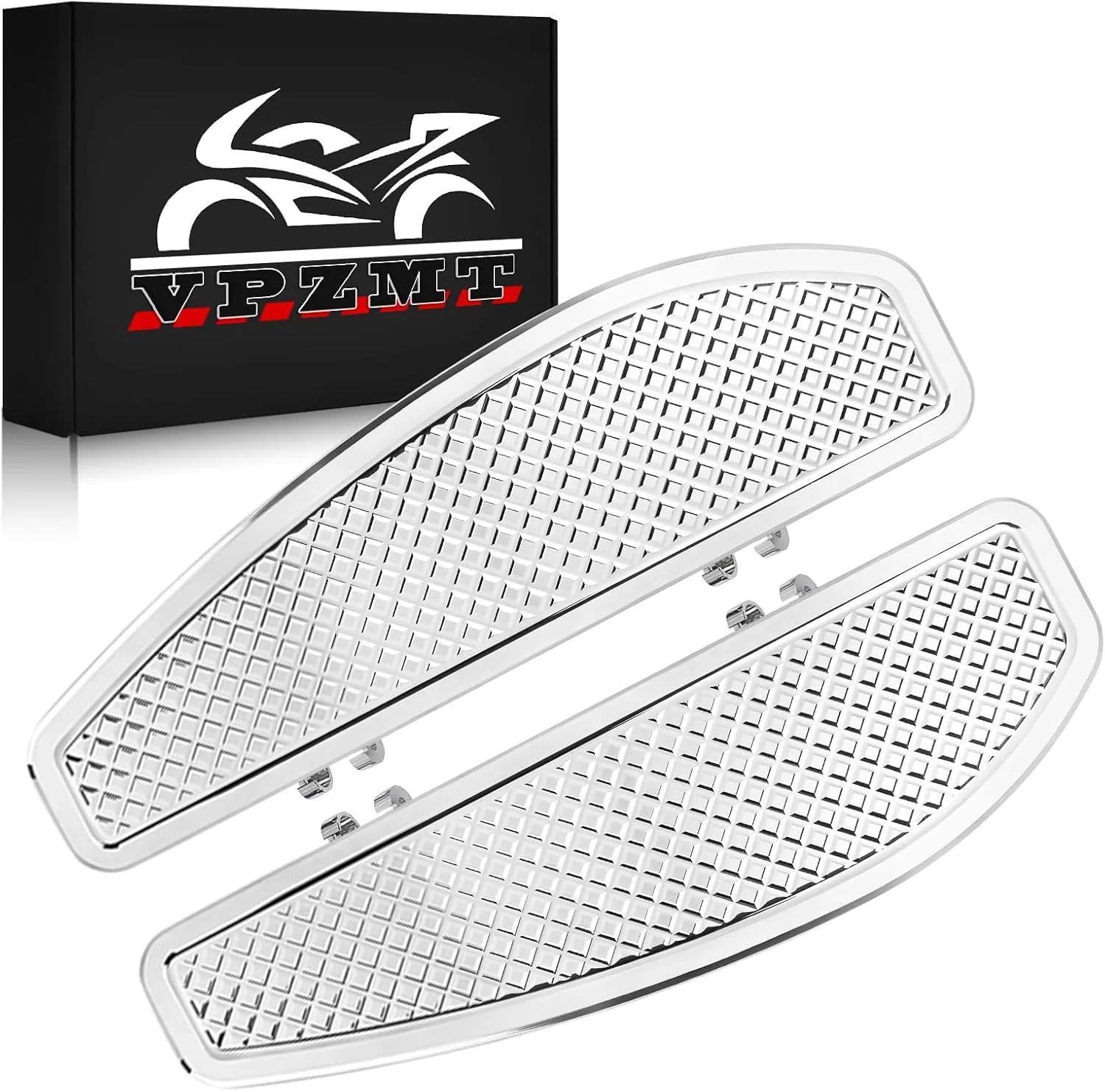 VPZMT Anti-Slip Chrome Stretched Driver Floorboards for Harley Touring