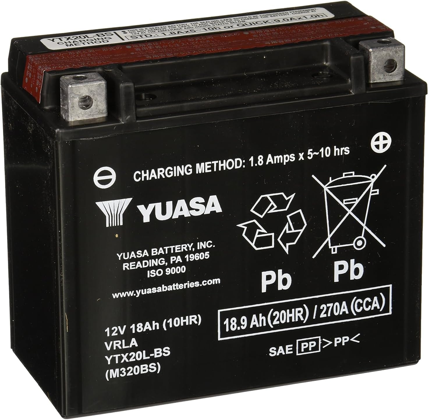 Yuasa YUAM320BS YTX20L-BS AGM Battery
