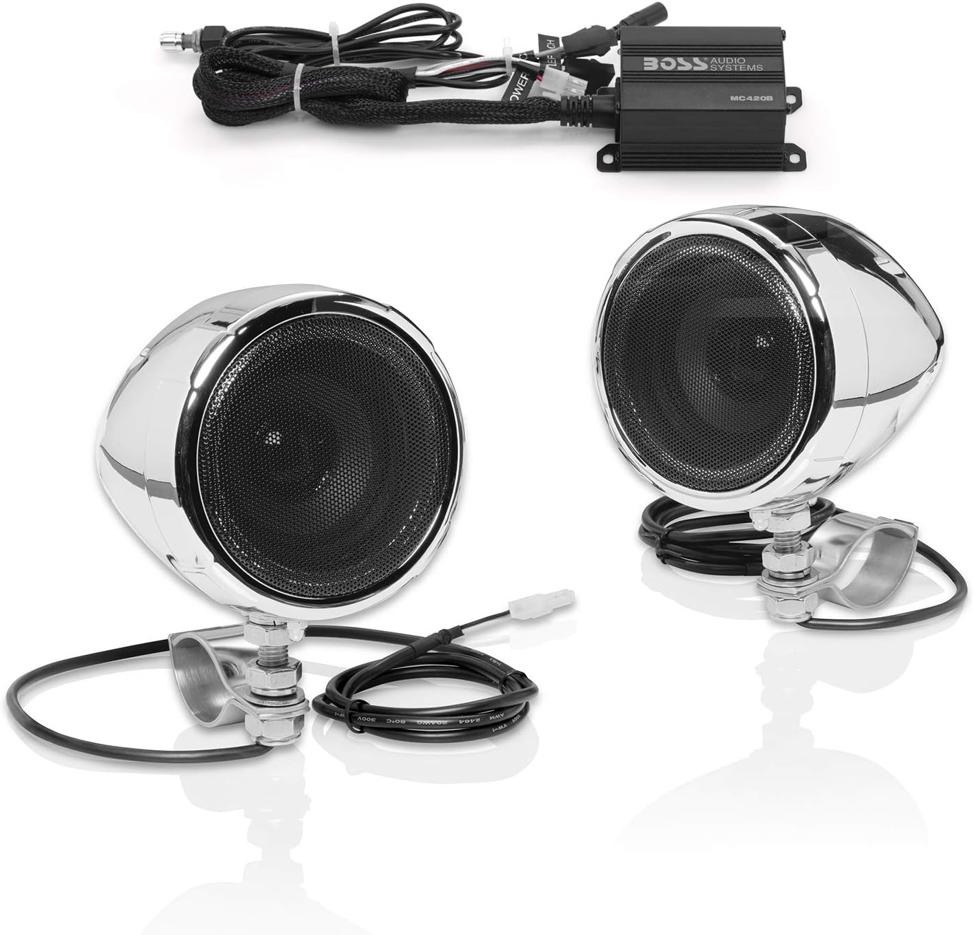 BOSS Audio MC420B Handlebar Speakers, Chrome