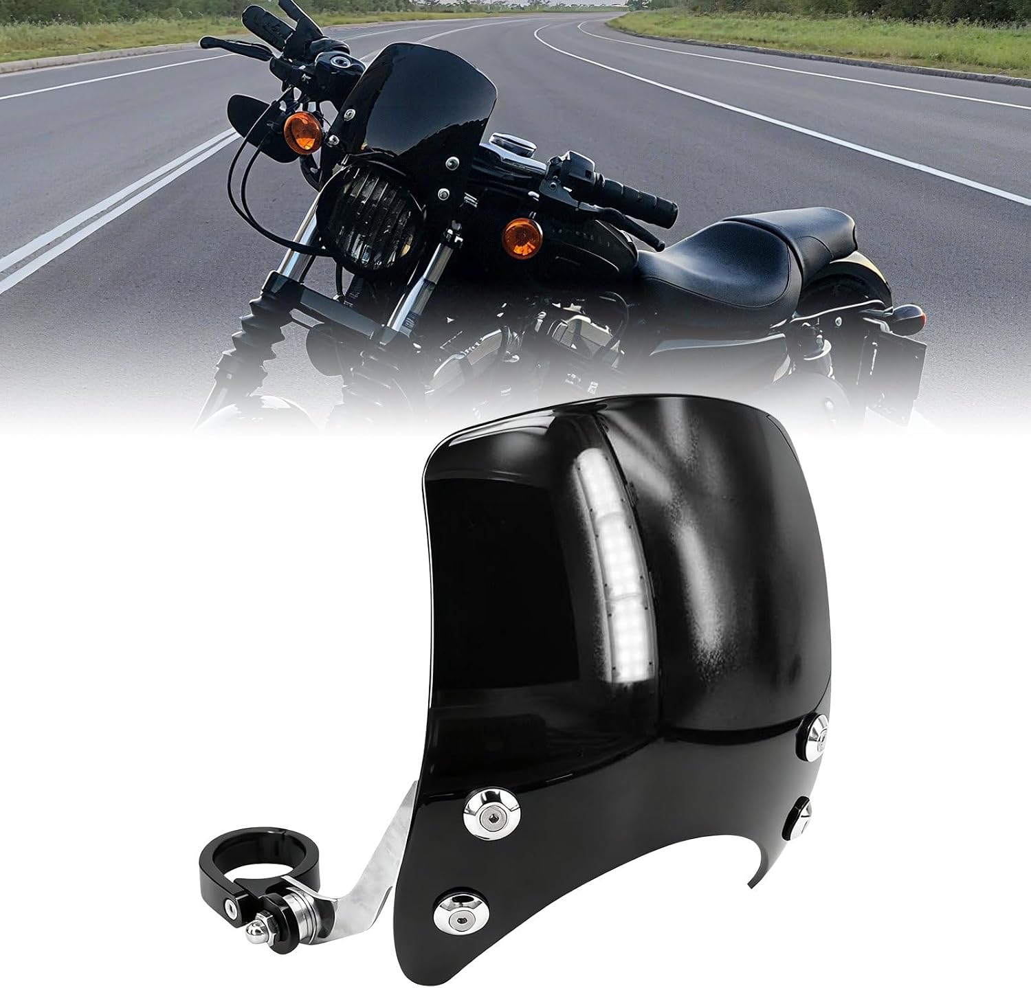 GUAIMI 5-Inch Fork-Mount Windscreen for Sportster