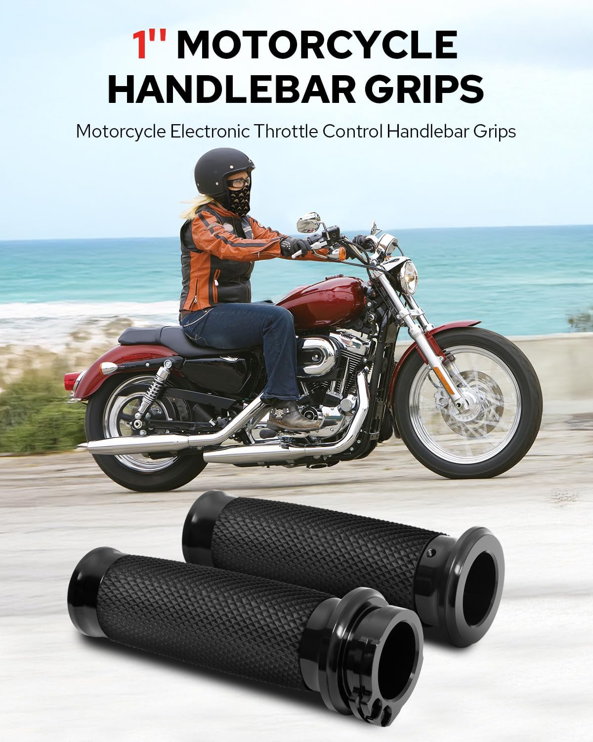 Benlari 1 inch Handlebar Grips - Cable Throttle