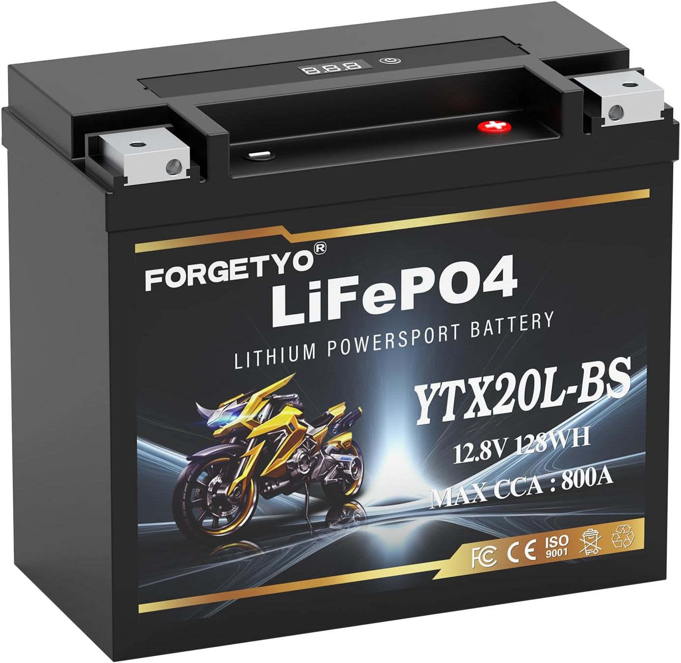 Forgetyo YTX20L-BS Lithium Battery, 10Ah